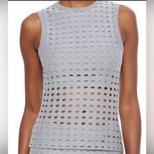 Alexander Wang Circular Hole Jersey Sleeveless Perforated Tank Size Small